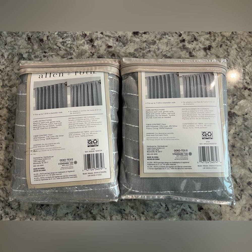 2PK Allen+Roth 50x84-in Grey Room Darkening Thermal Lined Grommet Curtain Panel - Picture 7 of 8